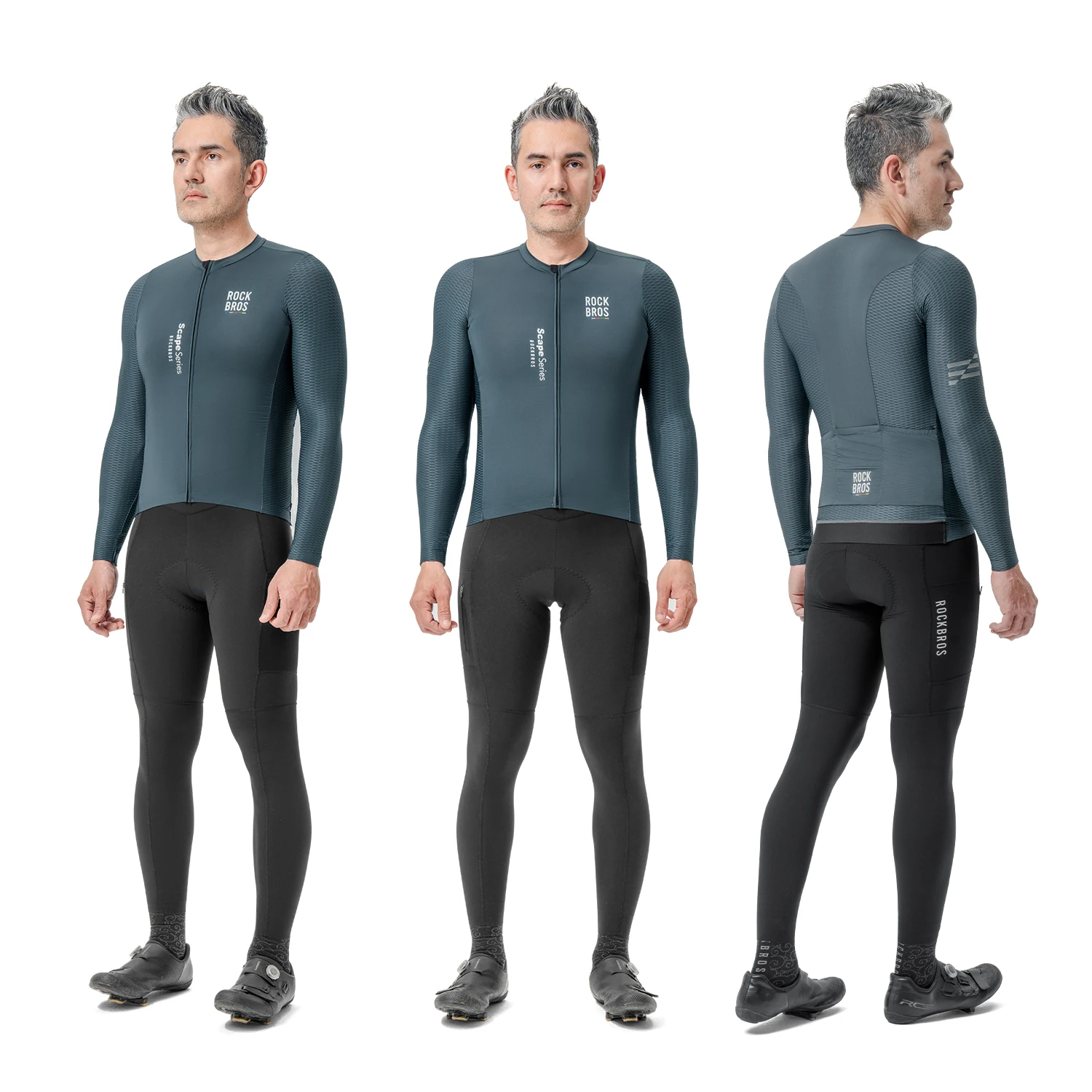ROCKBROS Men's Cycling Jersey Breathable Long Sleeve Cycling Racing Tops with Pocket Summer Lightweight MTB Road Cycling Shirt