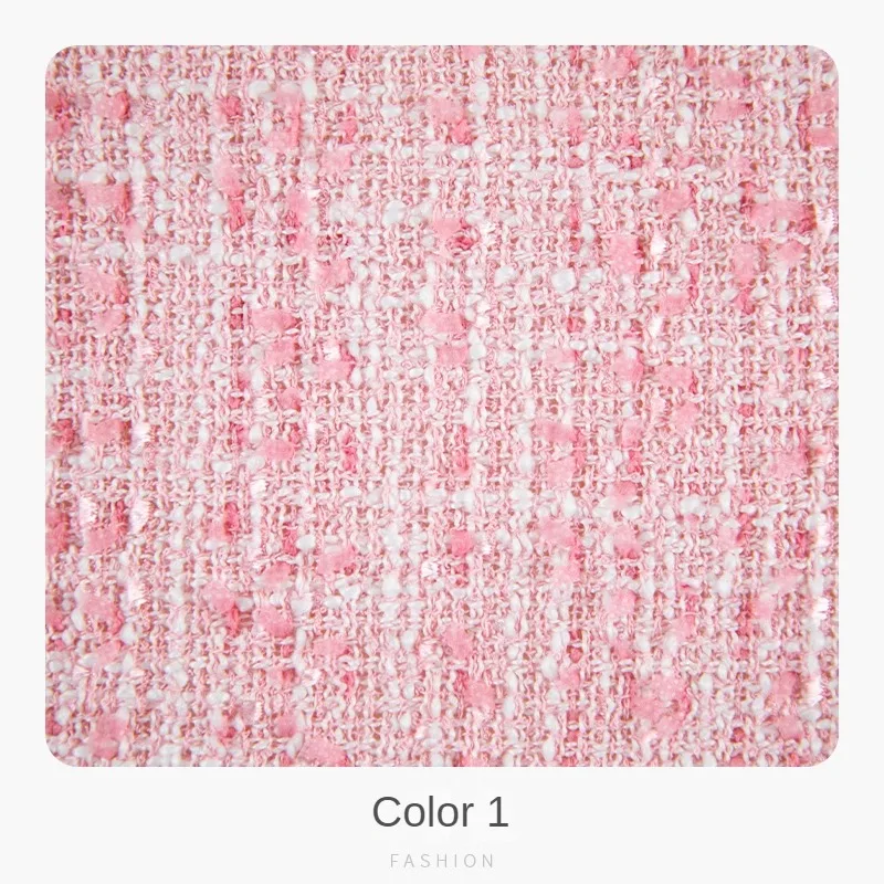 High Quality Pink Tweed Fabric By The Meter for Coats Bags Clothing Sewing Plain Lighttight Polyester Cotton Skirts Textile Soft