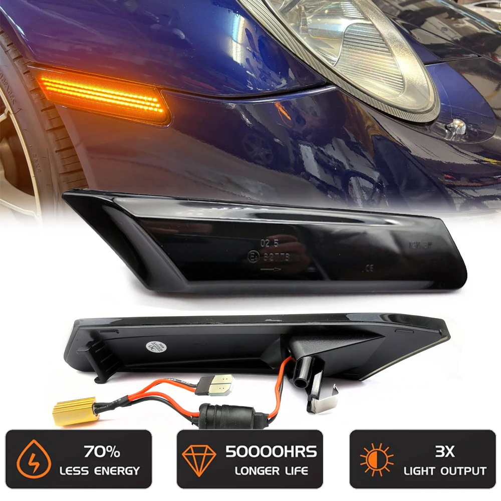 

Canbus LED Dynamic Side Fender Turn Signal Marker Light for Porsche Boxster 987 Spyder Cayman 997 911 Carrera 4S GT 2 GT3 Turbo