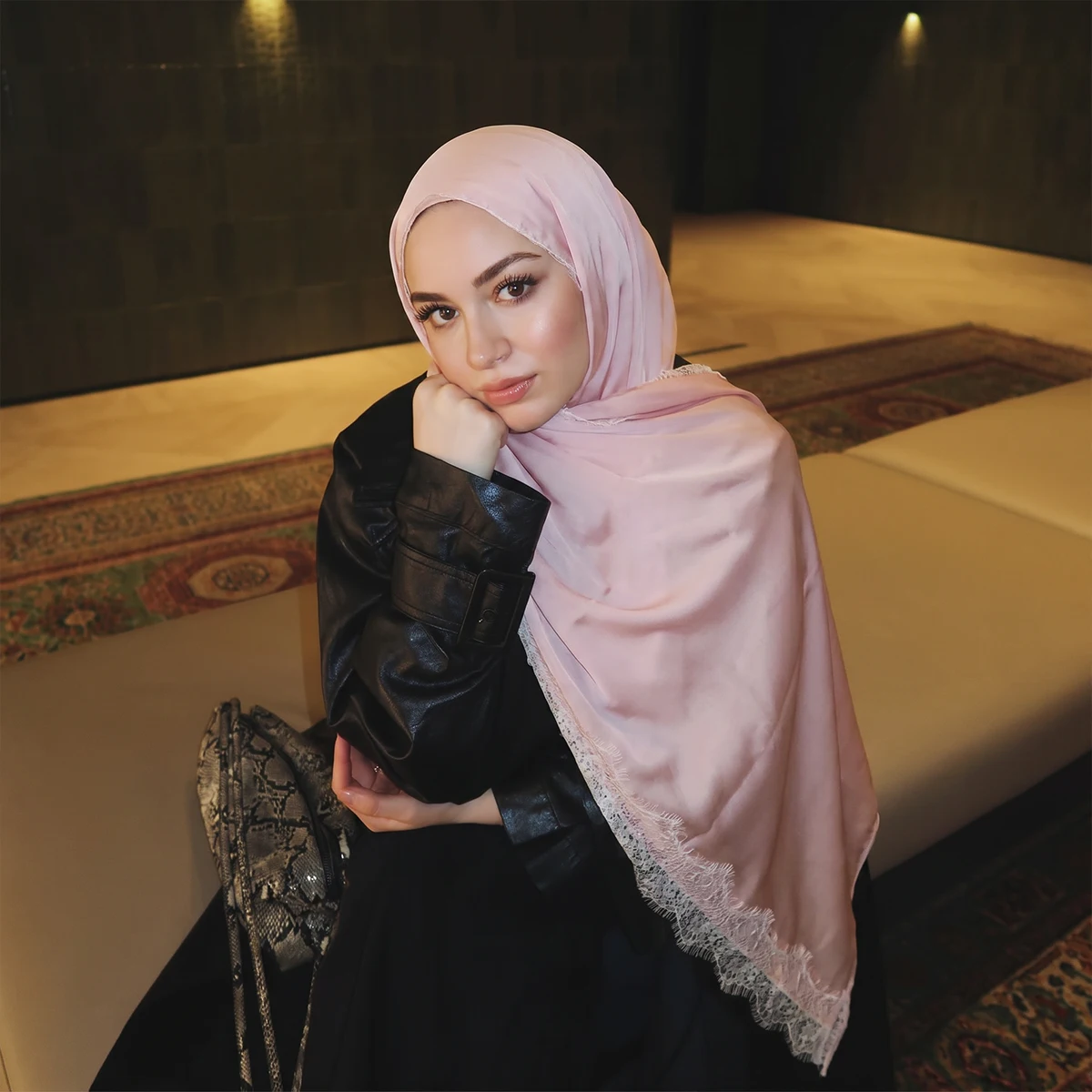 Fashion Muslim Hijab Classic Polka Dot Scarf Soft Breathable Bandana Versatile Head Wrap for Office Work Shopping Daily Wear view 2