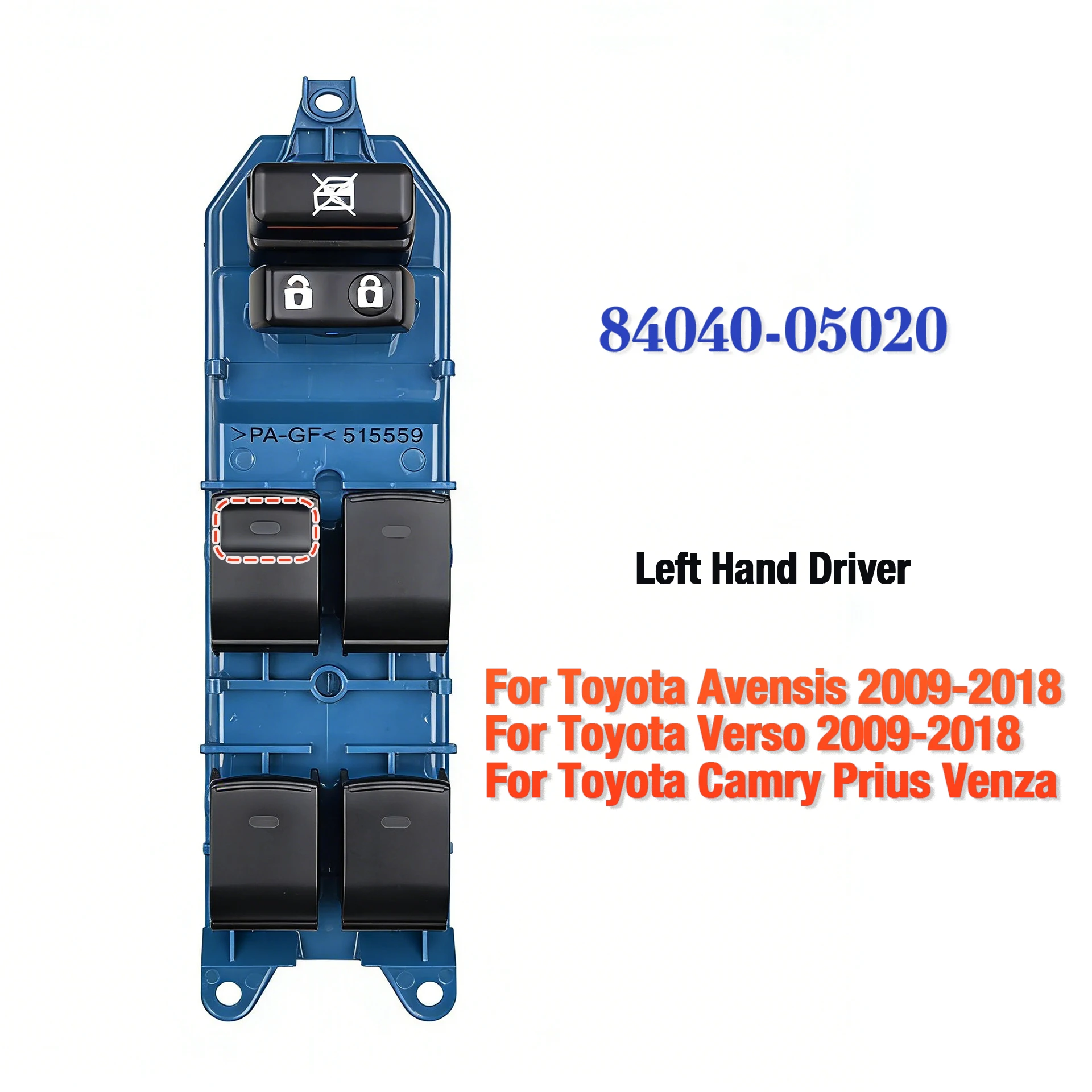 84040-05020 For Toyota Avensis Verso Camry Prius 2009-2018,Front Left Master Power Window Switch Glass Lifter Control Button