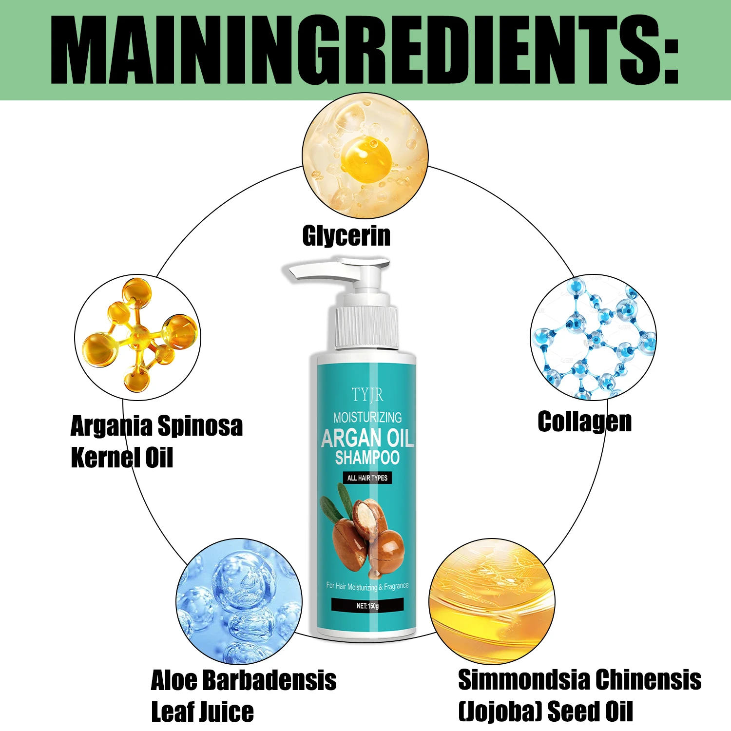 Moroccan Argan Oil Shampoo, Containing Natural Aloe Vera Moisturizing Formula, Suitable for Both Men and Women, Rich in Foam, Refreshing and Non-Greasy, Nourishes Hair, Makes It Shiny and Smooth view 6