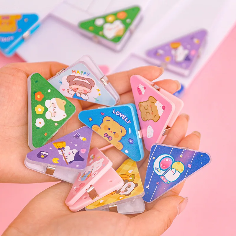 Office School Supplies Multifunctional Cartoon Color Corner Clip Student Cute Pp Note Test Paper Information Storage Triangle