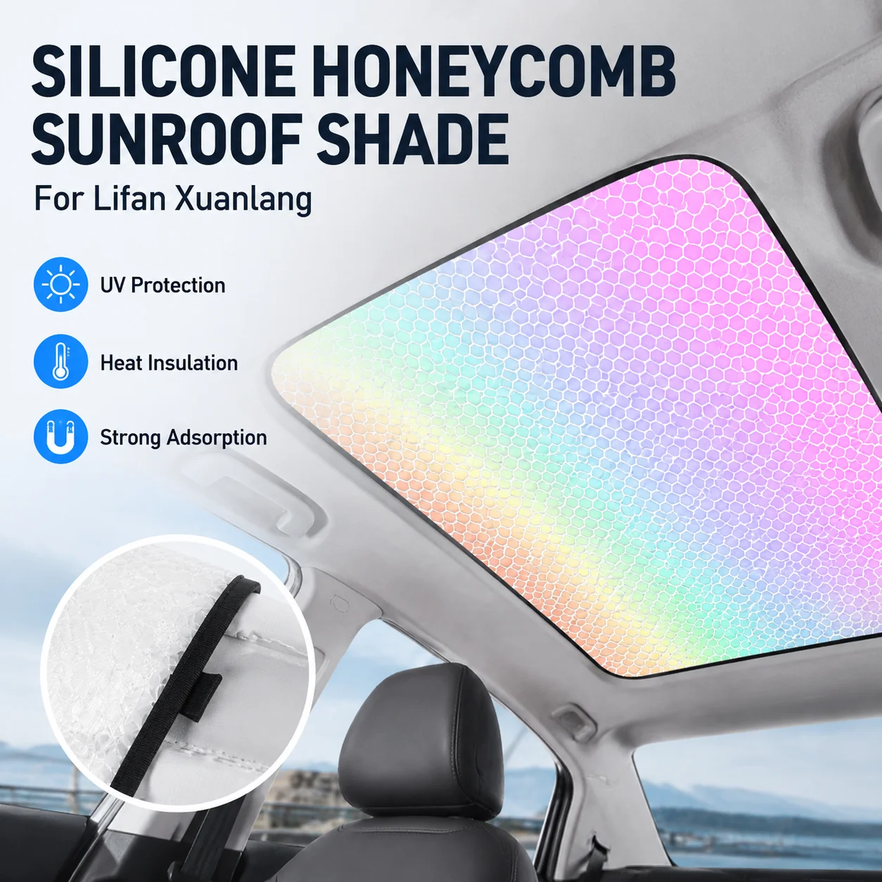 Silicone Honeycomb Sunroof Sunshade UV Protection Heat Insulation Adsorption For Lifan Xuanlang Car Interior Accessory