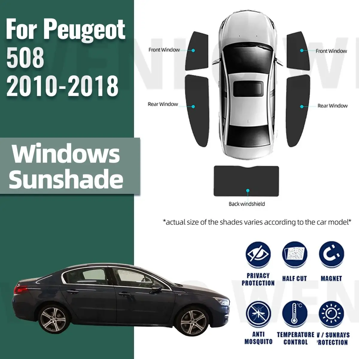 For Peugeot 508 Sedan 2010-2018 Car Sunshade Front Windshield Accessories Vehicle Curtain Side Window Sun Shade Visor Protector