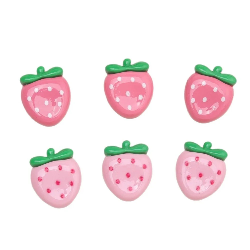10pcs Cute Resin Flatback Charms Kawaii Strawberry Ornaments – Perfect for Hair Clips, Phone Cases & DIY Crafts Home Decotation