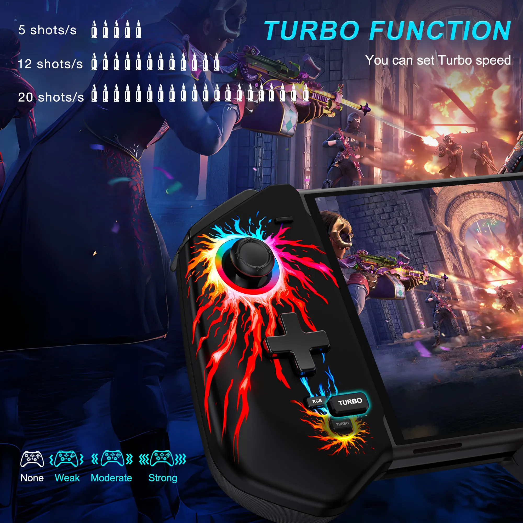 BEBONCOOL RGB Hall Effect قطعة واحدة Joycon لنينتندو سويتش/سويتش OLED المدمج في 6 محاور الدوران محرك مزدوج الاهتزاز غمبد