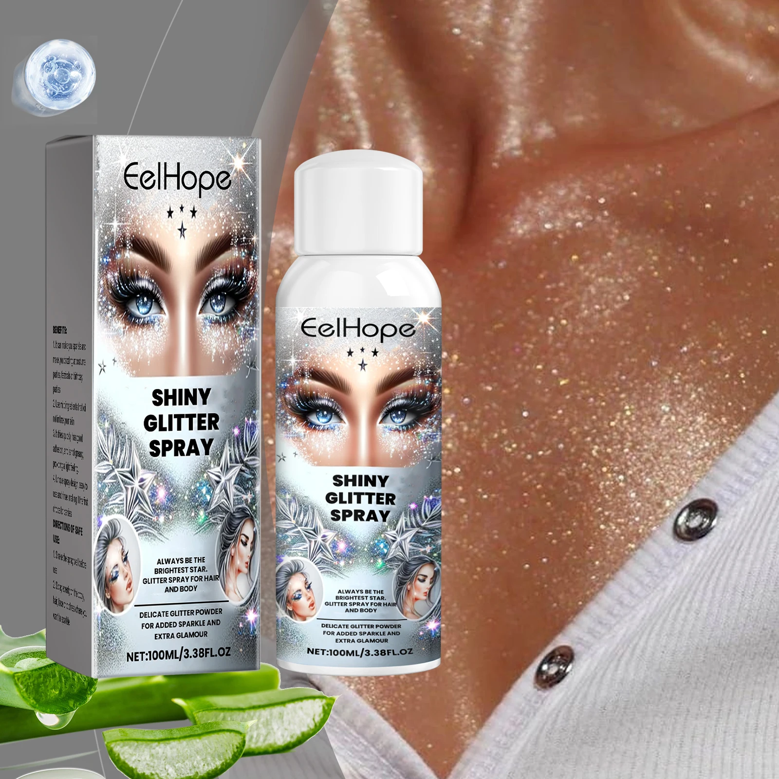 Body Glitter Spray Clothes Highlighter Powder Multipurpose Gloss Spray Shimmering Sparkle Face Quick-Drying Universal Powder
