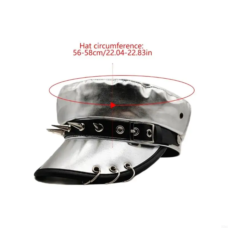 77HE หรูหรา PU หนัง Trucker หมวกสำหรับวัยรุ่นหญิงพร้อม Rivet Studded Buckles เข็มขัดสำหรับ Punk Theme Party และชุดประจำวัน