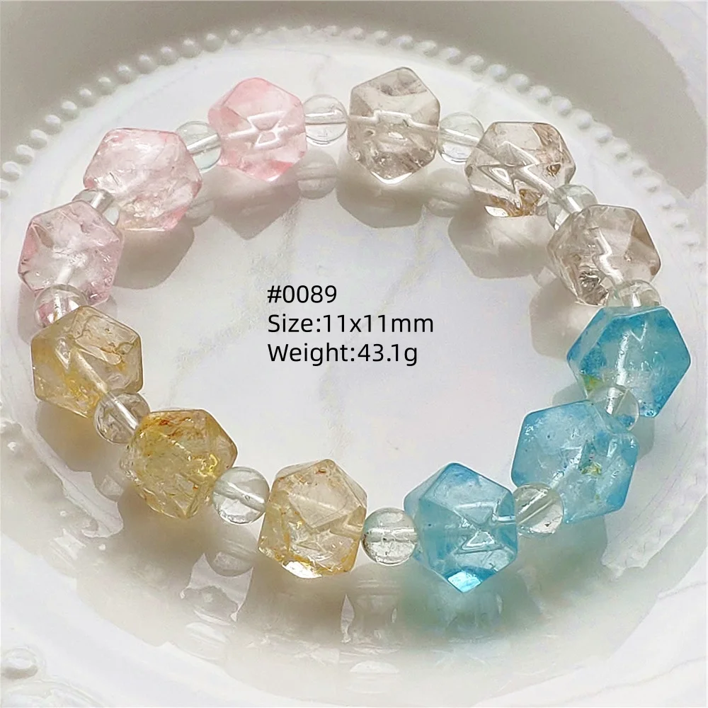 

Natural Red Blue Topaz Bracelet Gemstone Pink Topaz Women men Men Beads Bracelet AAAAAAA