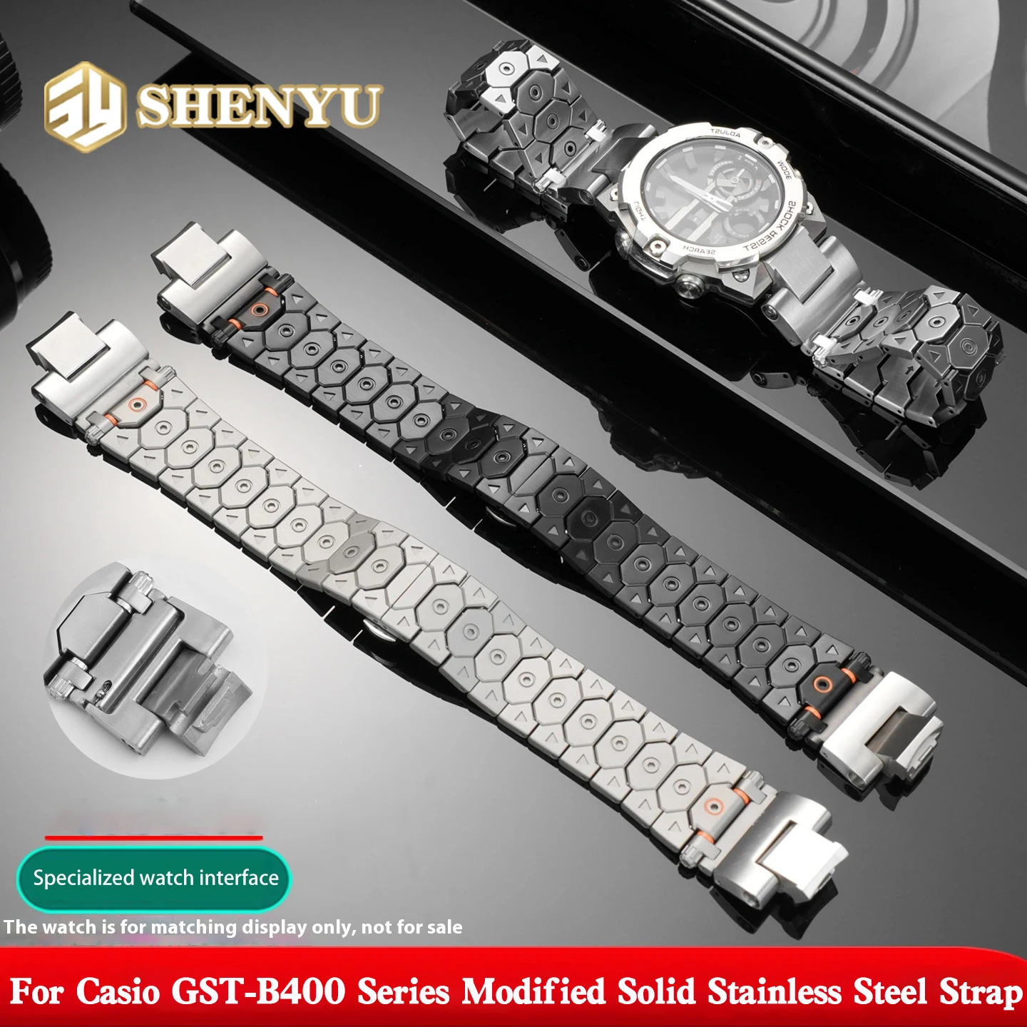 カシオ-g-shock-gst-b400-修正された固体ステンレス鋼時計ストラップ金属時計バンド男性交換用リストバンドアクセサリー