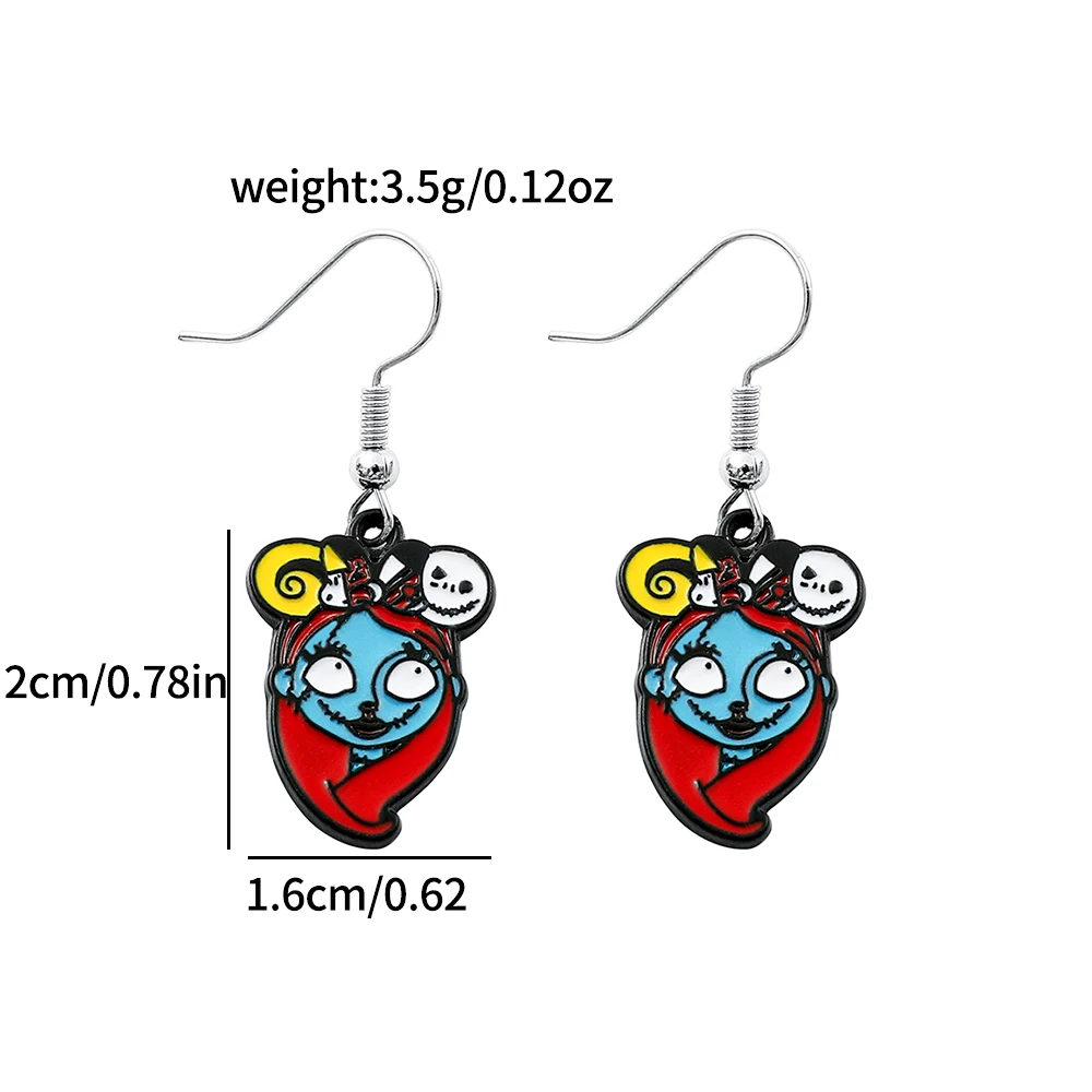 Disney Cartoon Nightmare Before Christmas Jack Pendant Earrings Cute Sally Earrings Cartoon Figure Pendant Accessories