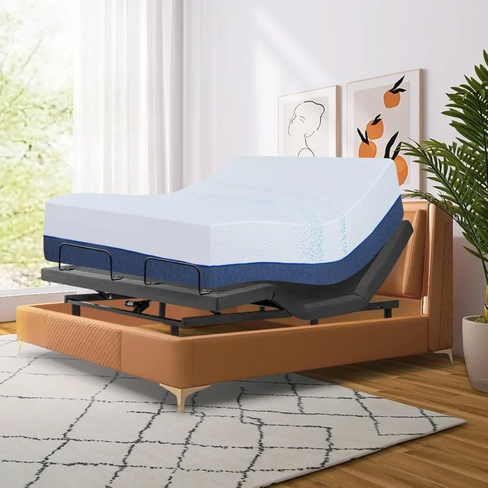 Updated Adjustable Bed with Thickened Frame Queen Adjustable Bed Base with Mattress