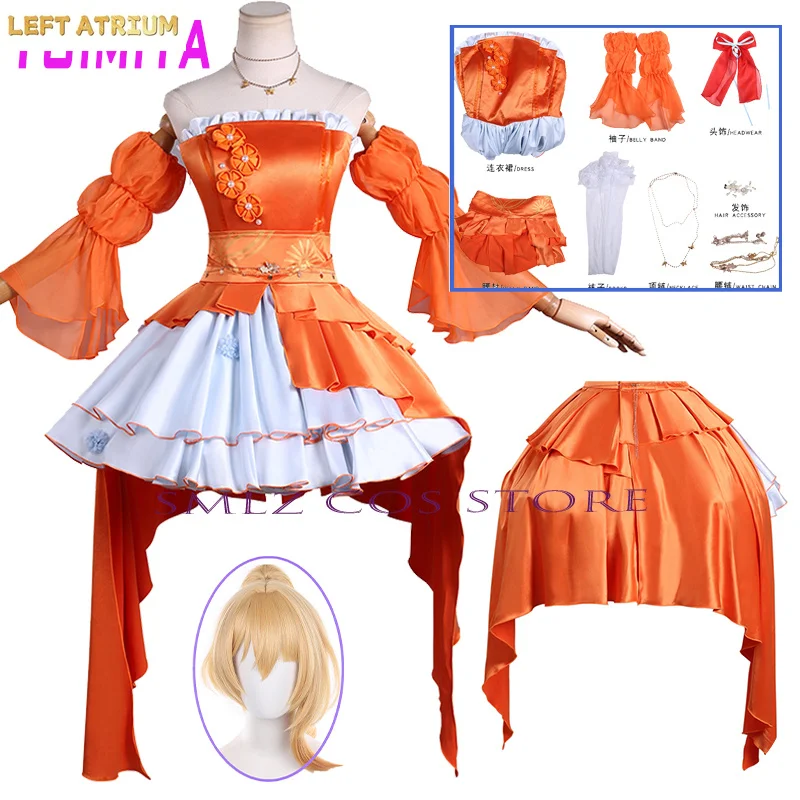 

Newly Yoimiya Cosplay Game GenshinImpact Costume Brilliant Night Banquet Yoimiya Orange Dress Prop Wig Suit Party Play Outfit
