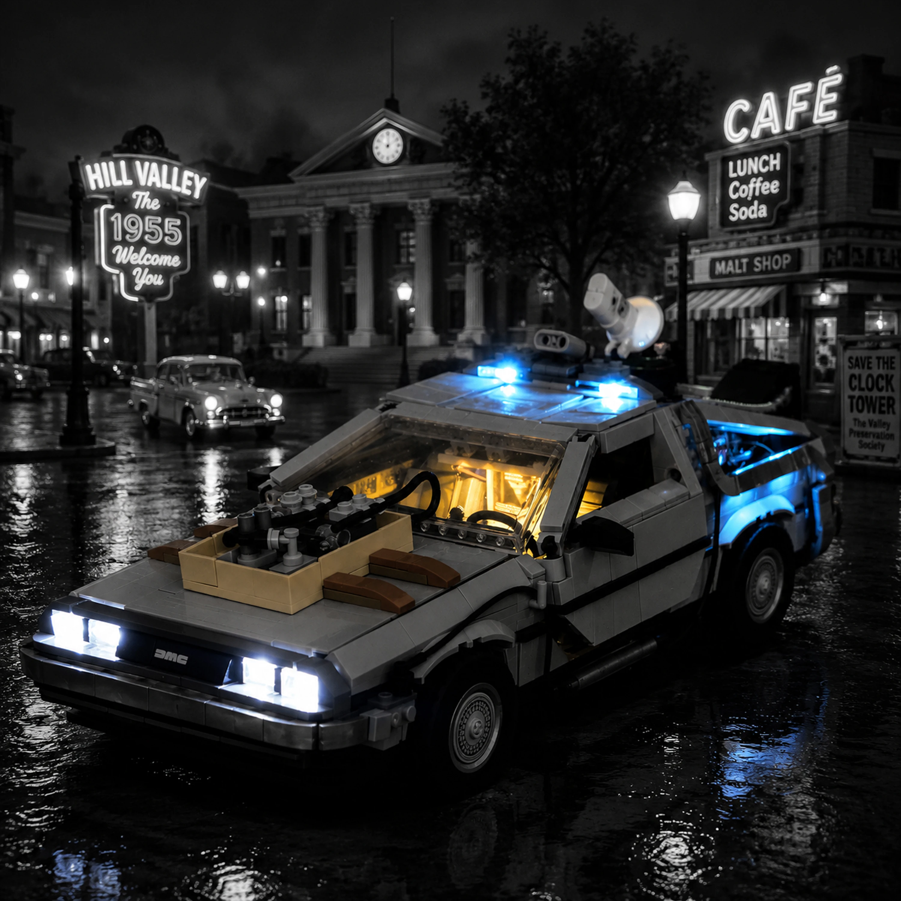 LED Lighting Kit for 10300 Back to the Future Time Machine Bricks Model Decorative Light (No Model Included)
