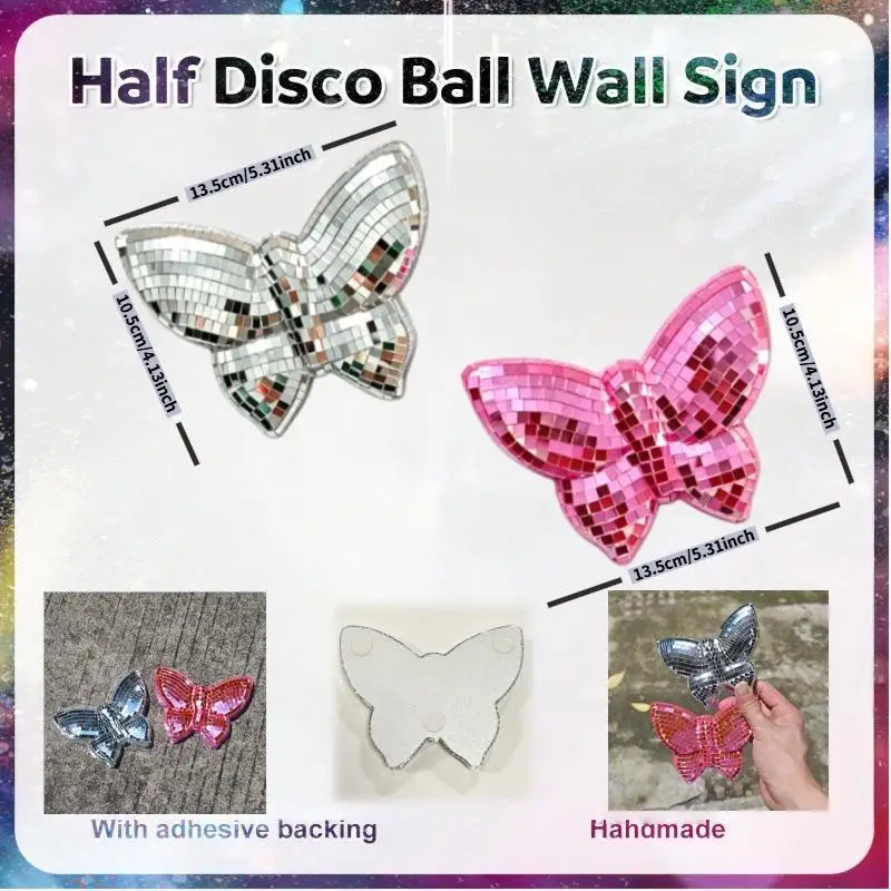 3D Butterfly Disco Butterfly Wall Sticker Decor Self Adhesive Mosaic Mirror Decal For Bedroom Living Room Home Party Decor