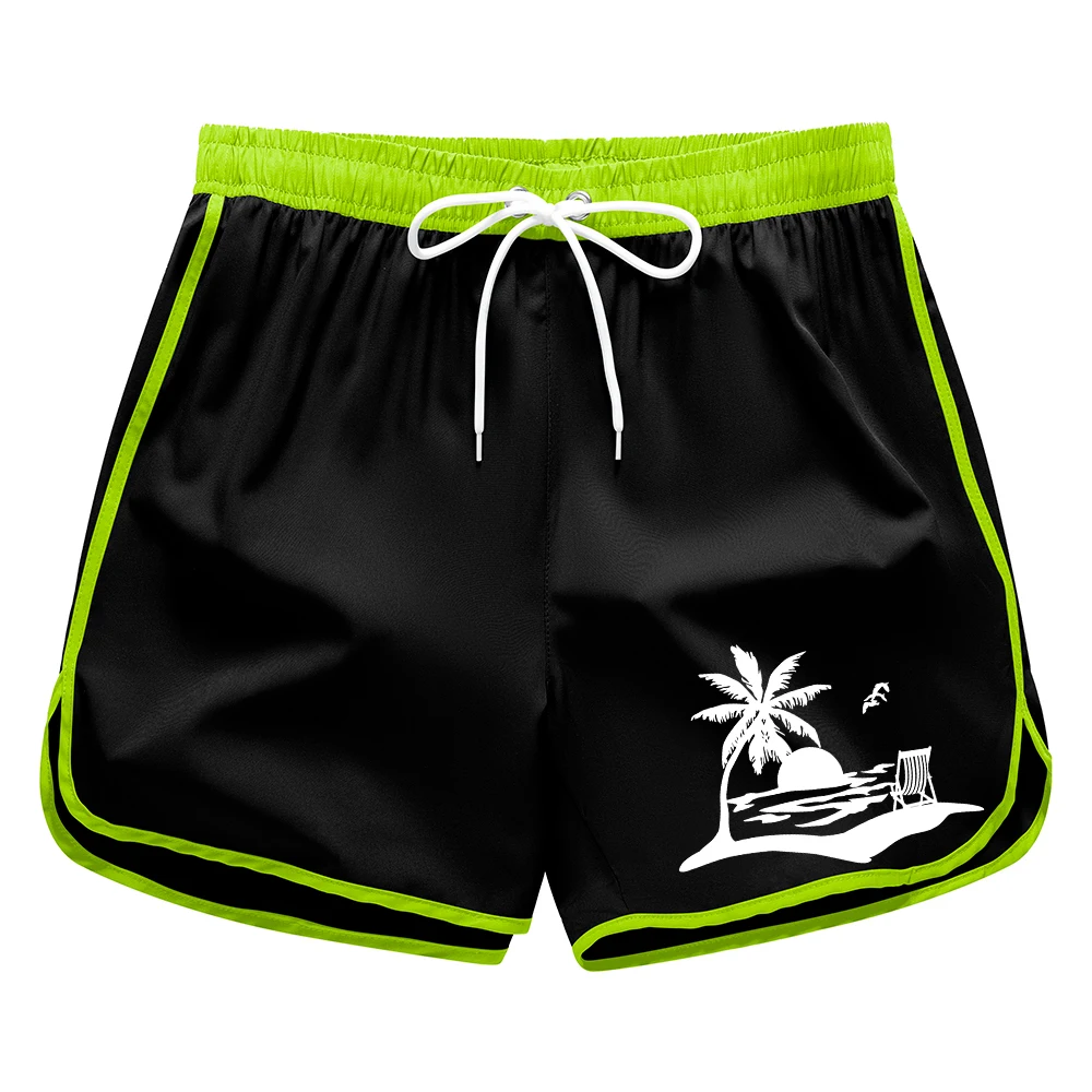 

Men's Coconut Tree Sunset Print Sports Shorts Casual Fitness Beach Shorts Outdoor Running Surfing Drawstring Adjustable Shorts