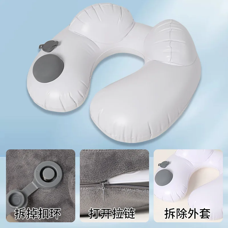 Somenie Press Inflatable U-shaped Pillow Upgraded Outdoor Travel Inflatable Pillow Office Nap Press Magnetic Therapy