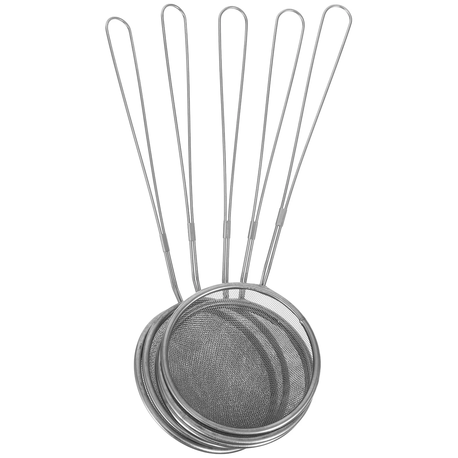 5Pcs 10cm Stainless Steel Oil Strainer Ultra Fine Mesh Skimmer Kitchen Cooking Filter Deep Fryer Reusable Silver