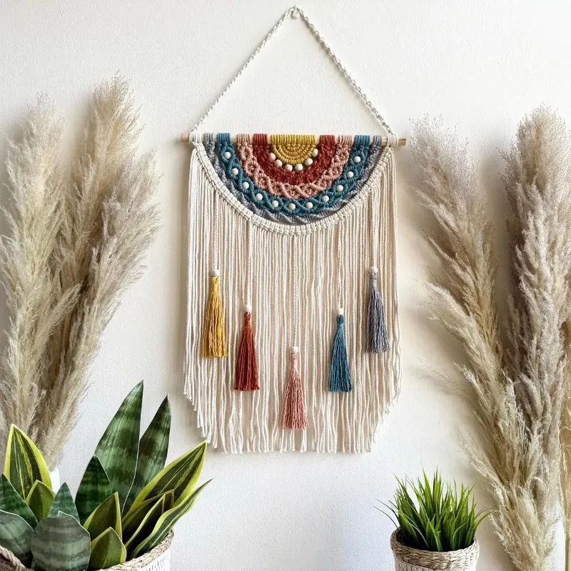 1 stücke Böhmischen Stil Makramee Wandbehang Bunte Wohnkultur Tapisserie Schlafzimmer Kopfteil Hintergrund Ornament