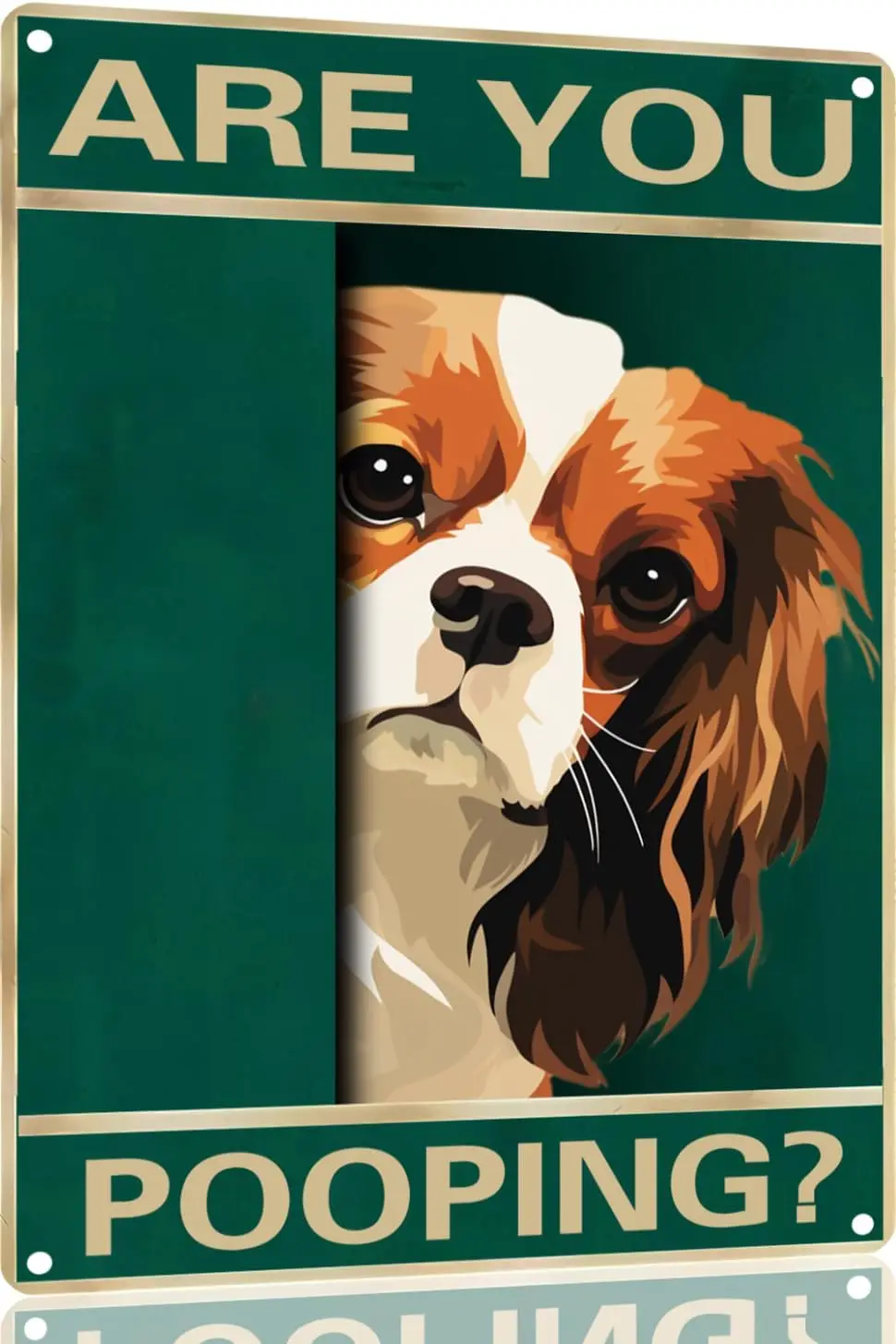 Cavalier-King-Charles Spaniel Vintage Metall-Blechschild „Are You Pooping Bathroom“ Lustiges Kunstposter Dekoration Toilette Höhle Bar Zuhause W
