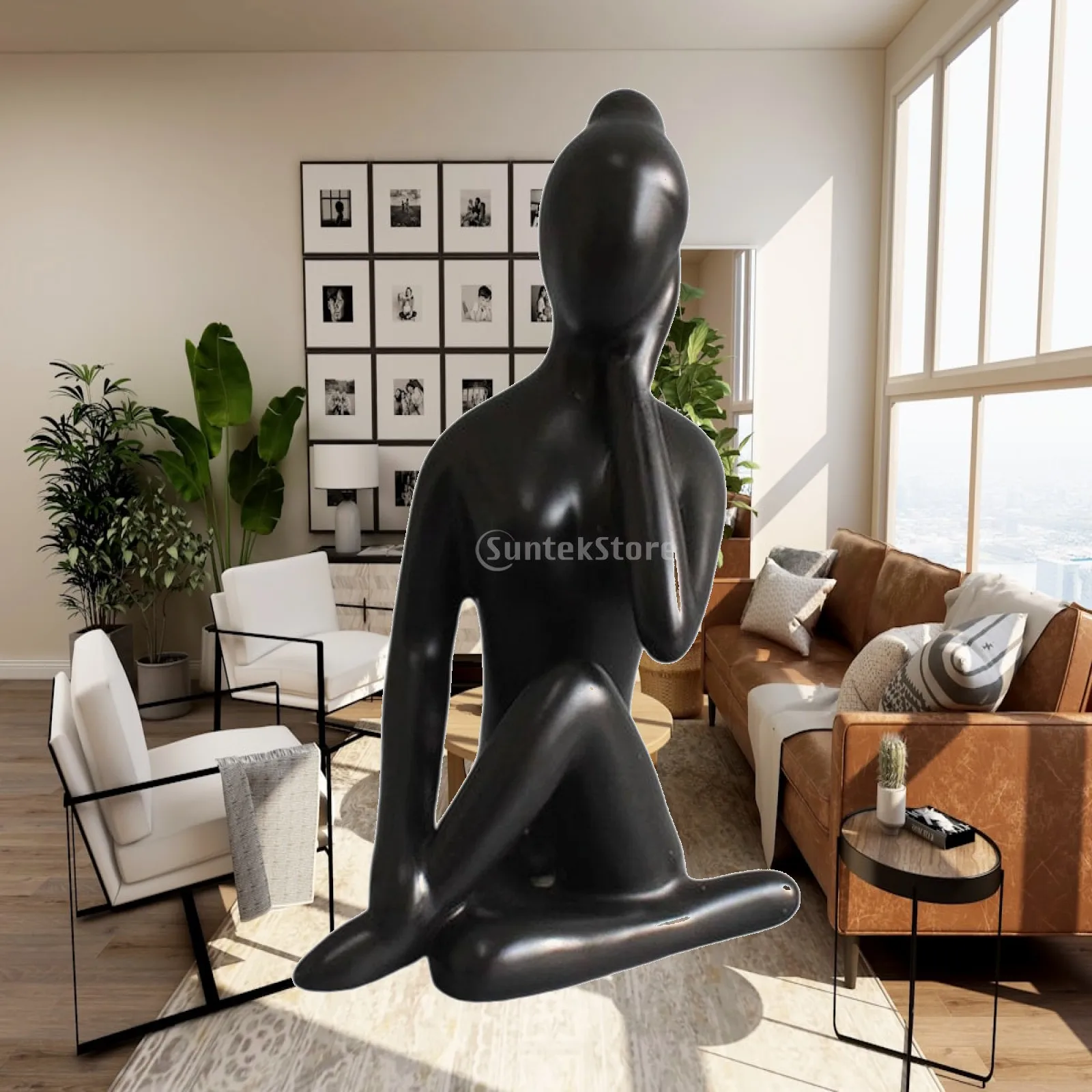 Yoga Figure Ceramic Sculpture Abstract Art Collectible Figurine for Buddha Home Decoration Living Room