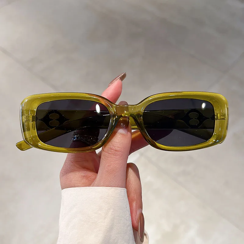 KAMMPT Vintage Rectangle Men Women Sunglasses Fashion Ins Popular Candy Color Shades Eyewear Trendy UV400 Protection Sun Glasss