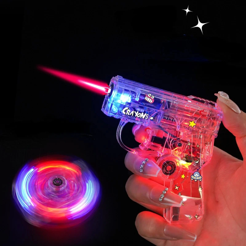 

Creative Luminous Fingertip Spinner Folding Lighter Transparent Rotating Decompression Windproof Lighter Men's Gifts