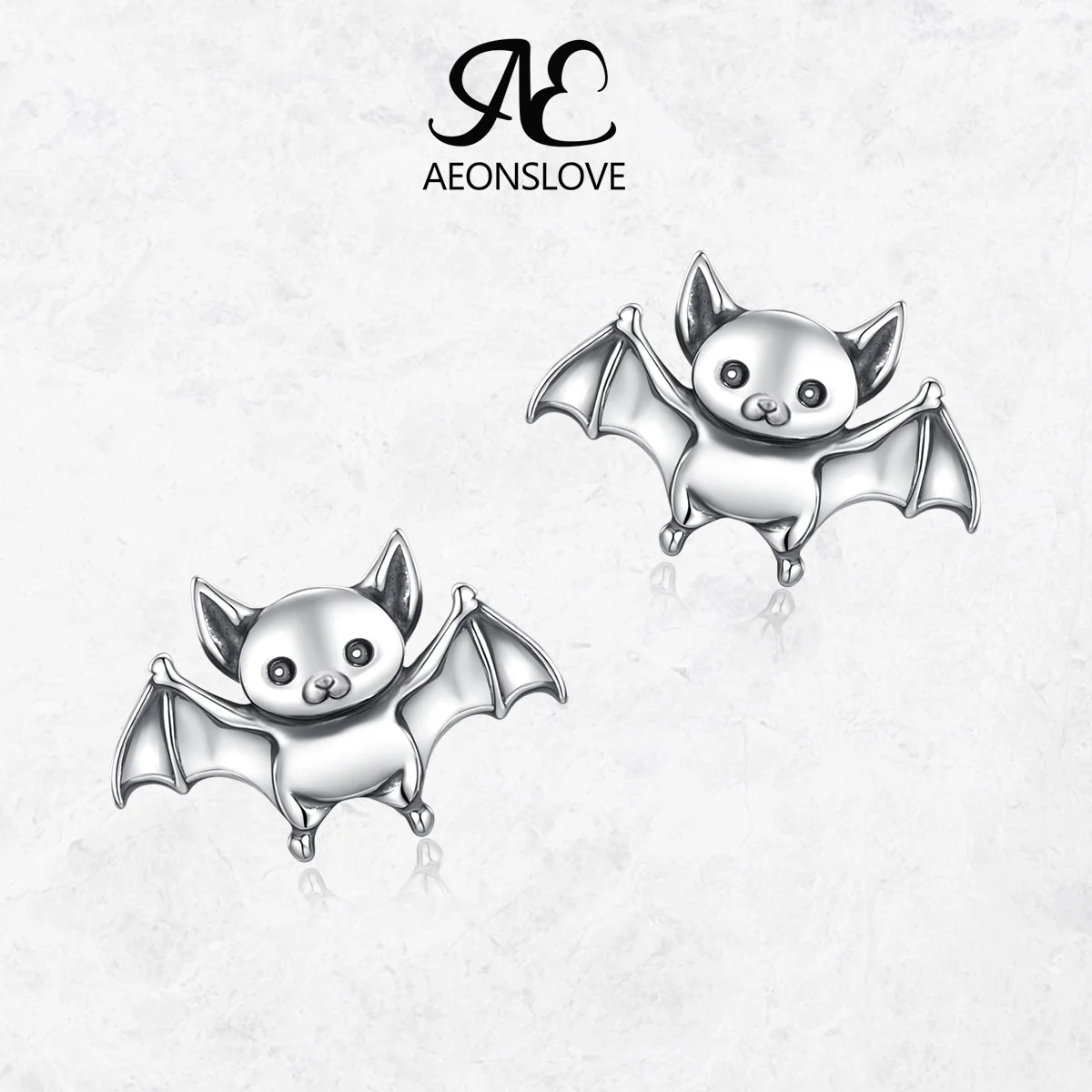 AEONSLOVE 925 Sterling Silver Bat Stud Earrings Punk Cute Little Bat Animal Earrings Witch Pagan Jewelry Gift for Women Girls