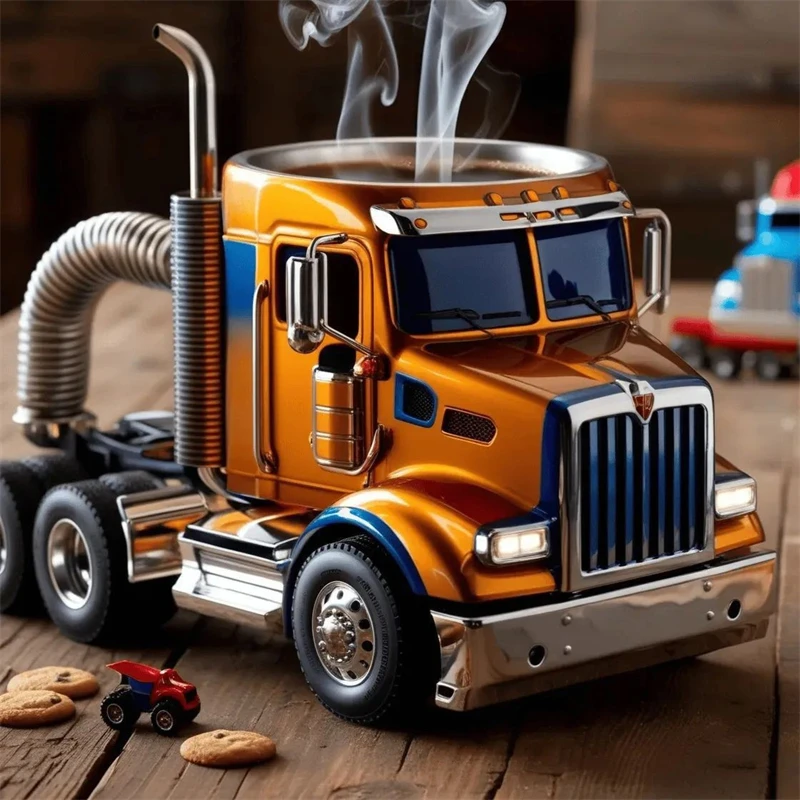 Truck Coffee Mug Semi Truck Coffee Cup Handcrafted Semi-trailer Shaped Semi-Truck Coffee Mugs for Men Women