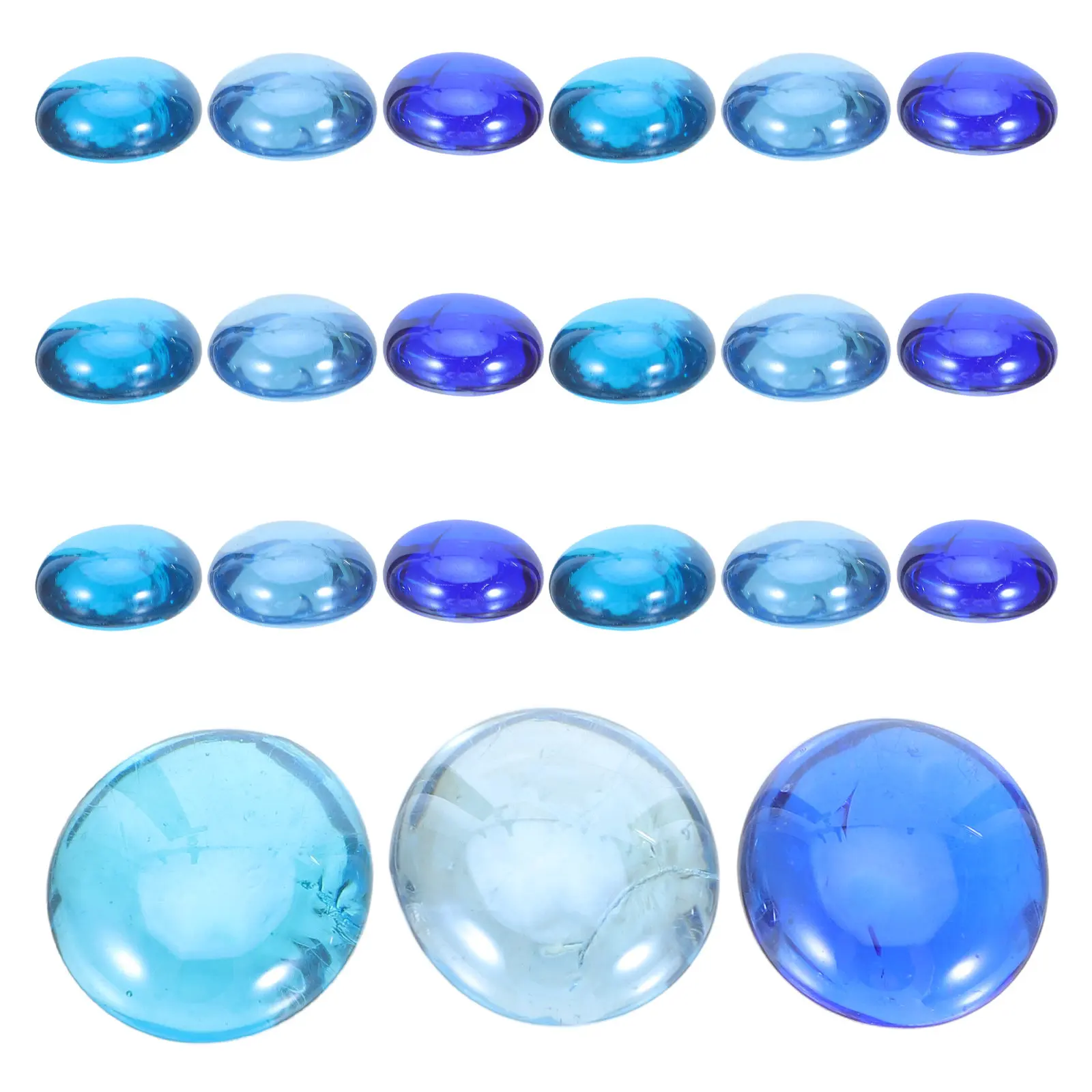 1.5kg Blue Glass Pebbles 17-19Mm Smooth Flat Glass Marbles Vase Filler Stones Decorative Gems for Flower Arrangements Aquarium