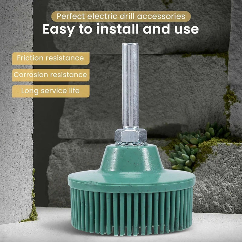 3 قطع 2 بوصة فرشاة فرشاة قرص ذات شعيرات، فرشاة كاشطة مطاطية لتلميع عجلة الطحن لإزالة الصدأ