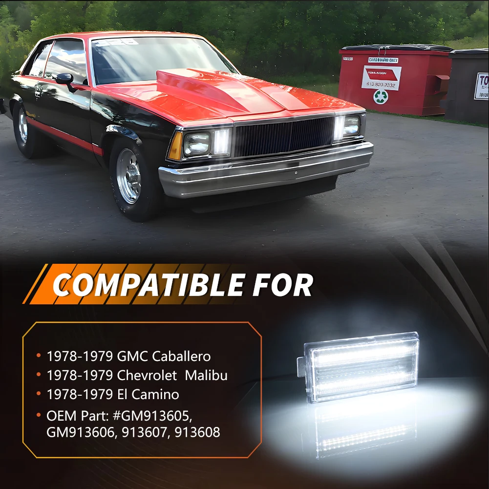 2Pcs Front Bumper Parking Light Turn Signal Light DRL Light W/Dynamic LED For 1978 1979 Chevrolet El Camino/Chevrolet Malibu