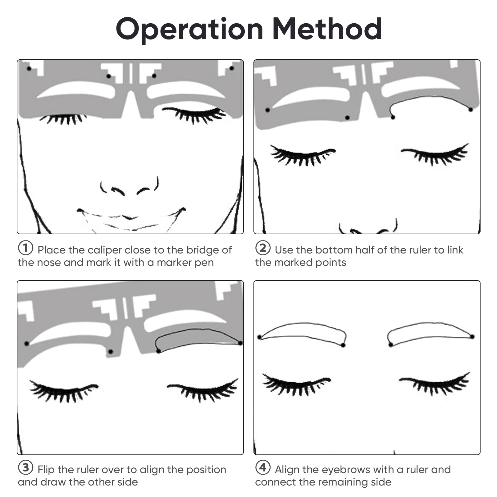 Righello per sopracciglia per donna Strumento professionale per stencil per trucco riutilizzabile Guida di misurazione del modello per modellare le sopracciglia per un perfetto