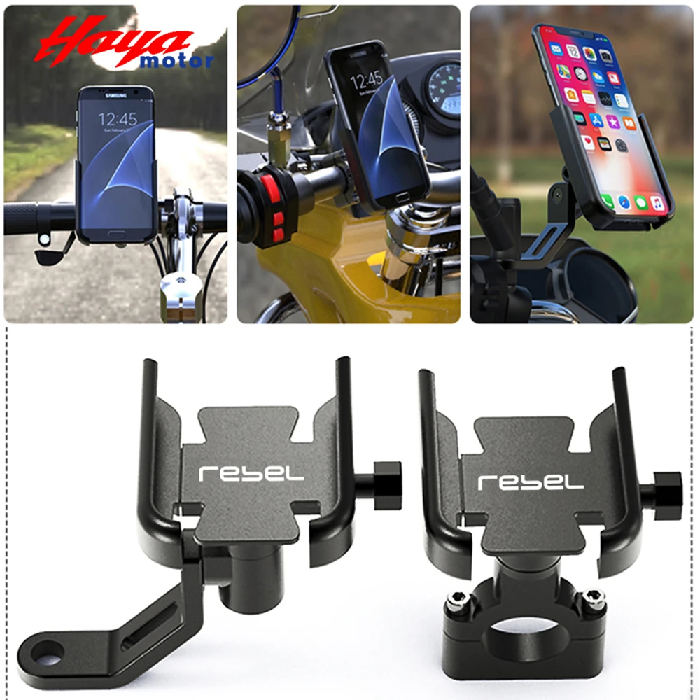 

For HONDA REBEL CMX 300 500 CMX300 CMX500 2017- 2022 CNC Handlebar Mobile Phone Holder GPS Stand Bracket Motorcycle Accessories