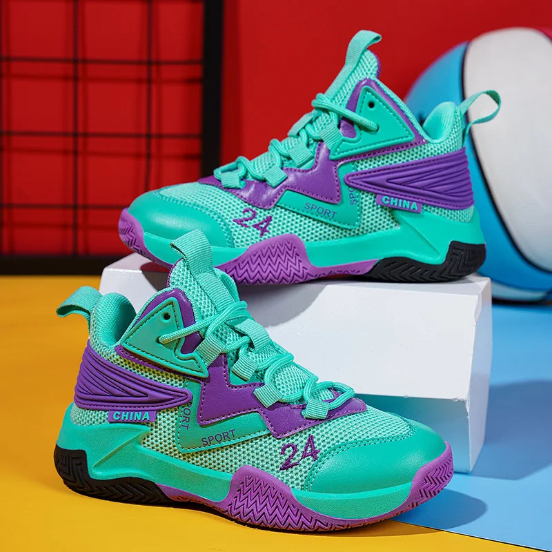 

Profession Boys Basketball Shoes Anti Slip Wear-Resistant Boys Sneakers Breathable Mesh Sports Casual Footwear Shoe