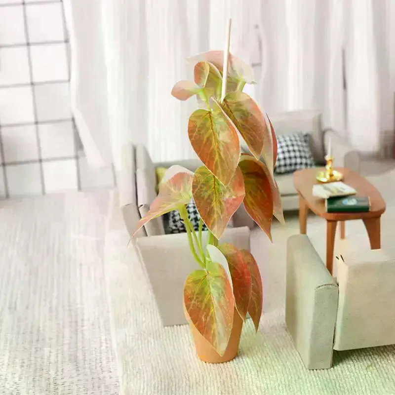 1:12 Dollhouse Simulation Green Plants Bonsai Model Dollhouse Scene Decoration Micro Landscape Garden Bonsai Ornament