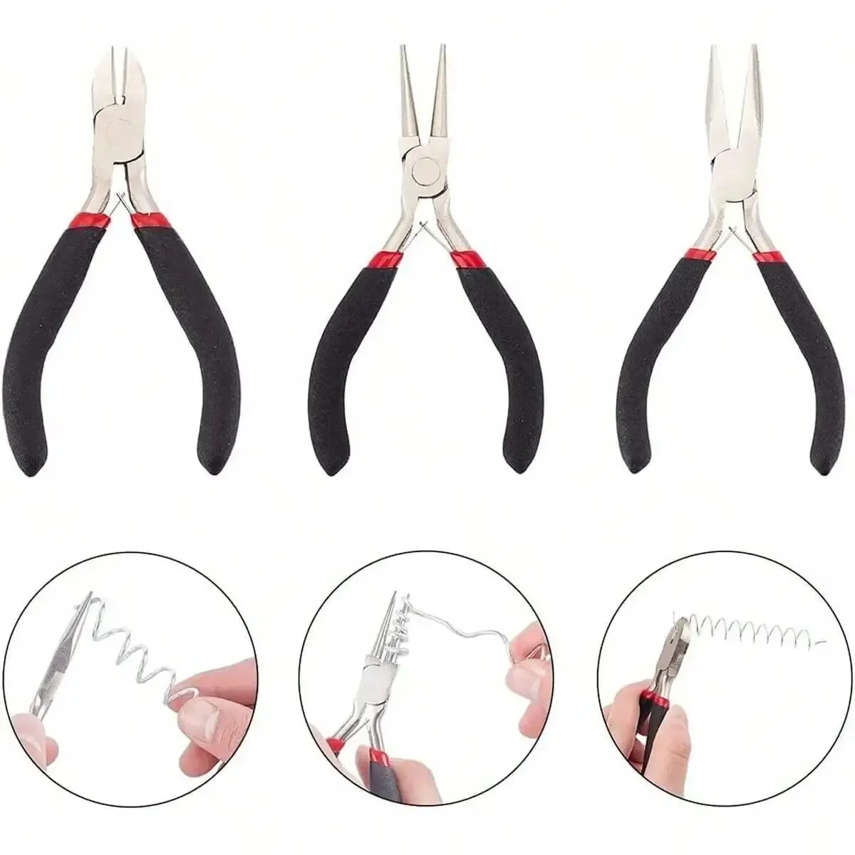 4-pack sieradentang, gereedschapsset voor het maken van sieraden met punttang/kettingtang, ronde neustang