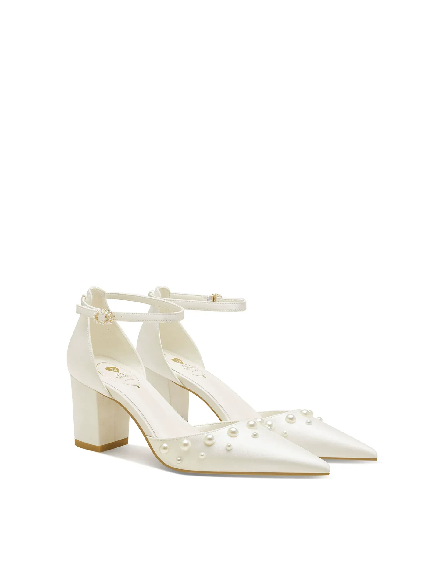 Summer new pointed hollow silk pearl square heel low heel wedding shoes party dress thick heel high-heeled women's sandals