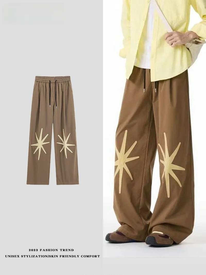 

Широкие рабочие брюки LPLN Star Embroidery, свободные повседневные брюки в американском стиле, весенне-осенние длинные брюки для мужчин