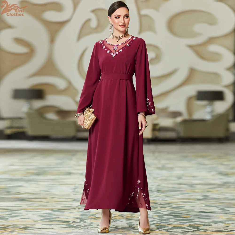 Ramadan rouge musulman Abaya dubaï turquie Islam Hijab Robe Jalabiya robes africaines pour femmes Robe Femme robes musulmane caftans
