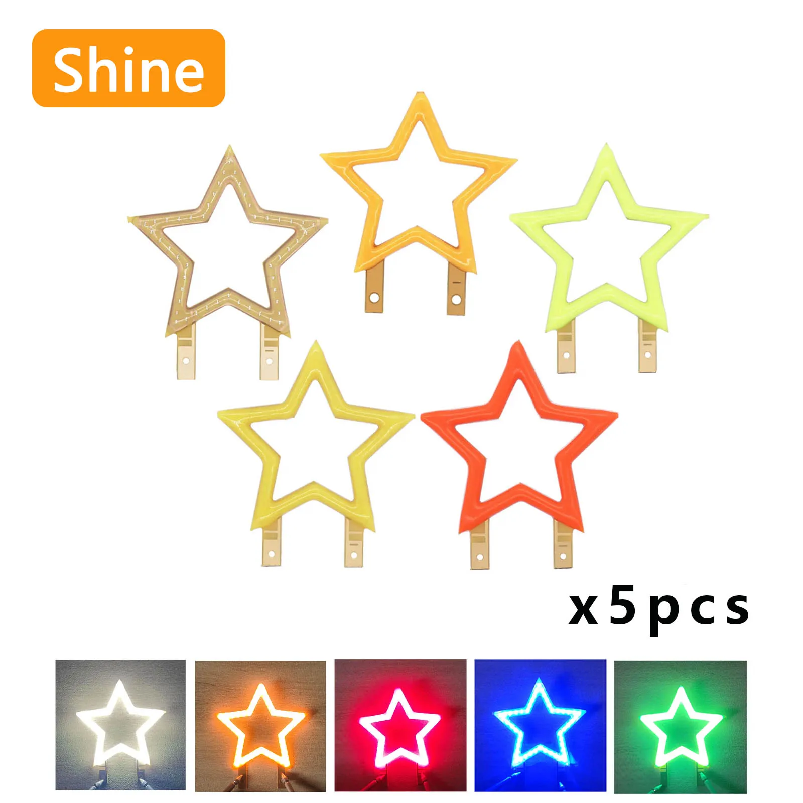 

5pcs Edison 3V COB LED Filament Star Shape Candle Diode Christmas Holiday Birthday Party Decoration Light DIY Bulb Accessories