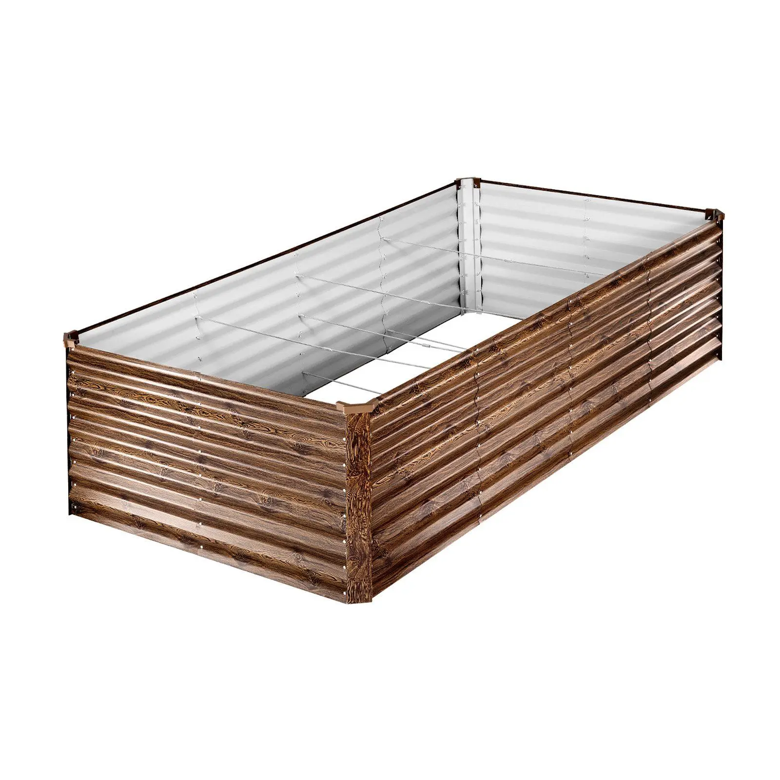 Jardinera Rectangular Elevada Galvanizada de 8 x 4 x 2 pies, Kit de Jardinera Metálica para Exteriores, Macetas Elevadas sin Fondo