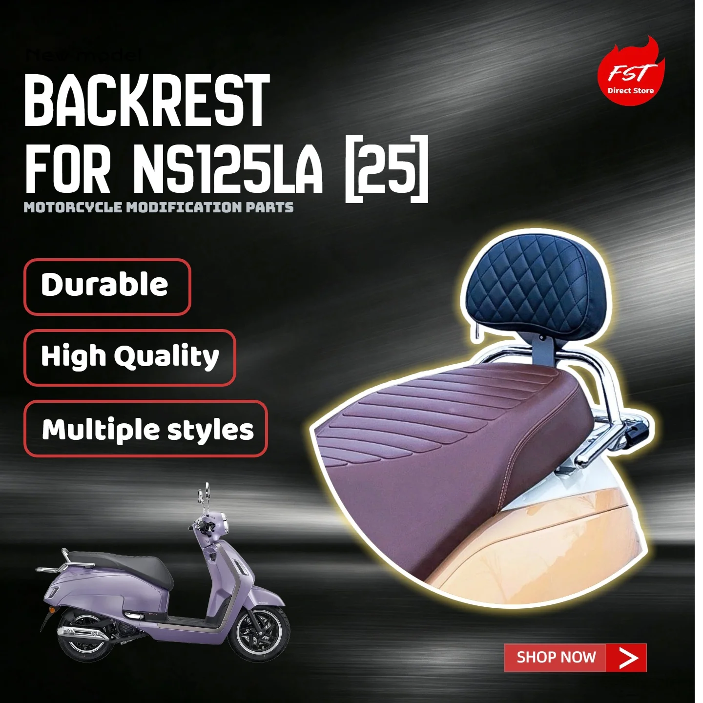 For NS125LA 2025 Model Rear Waist Backrest Modification Parts, No Drilling Non-Destructive Mount Backrest Accessories