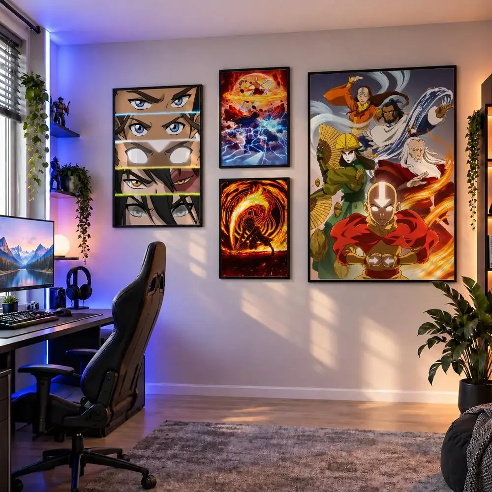 Cartoon A-Avatar The Last Airbender Aang Poster Wall Art PP Waterproof HD Self Adhesive Modern Home Decor Living Room Apartment
