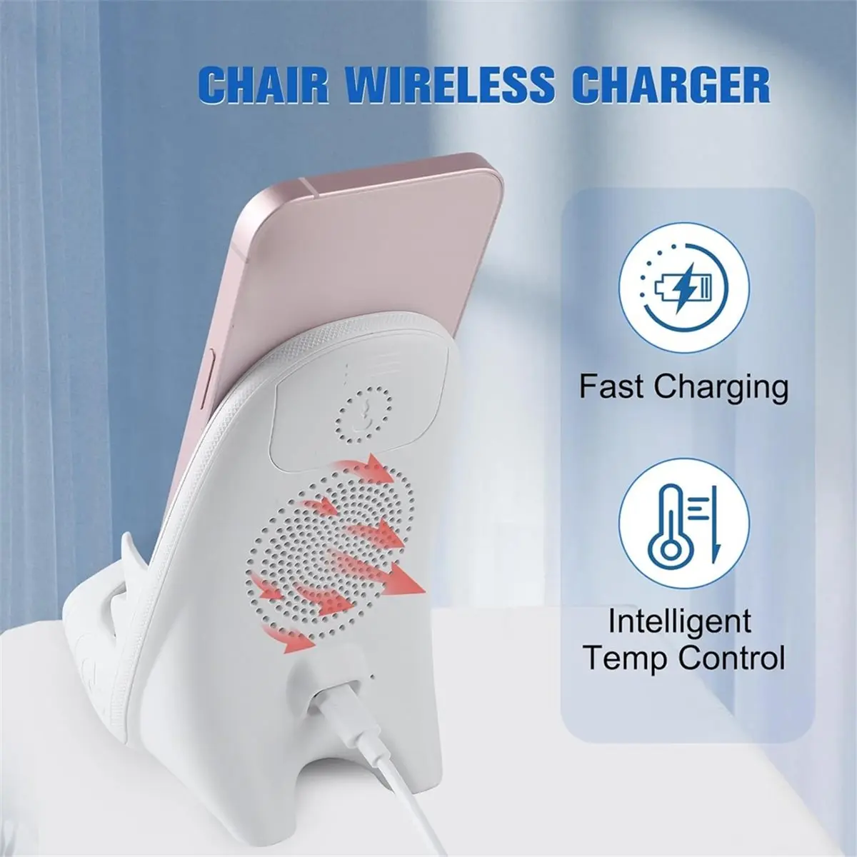 Y65A Portable Mini Chair Wireless Charger, Wireless Charger with Speaker Function Phone Stand Holder