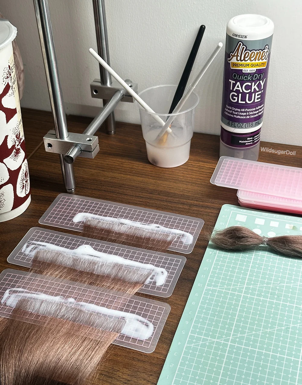 20 Pcs Mohair Wig Weft Brushing Board Set, DIY Wig‑Making Accessories for Neo Blythe & BJD Dolls