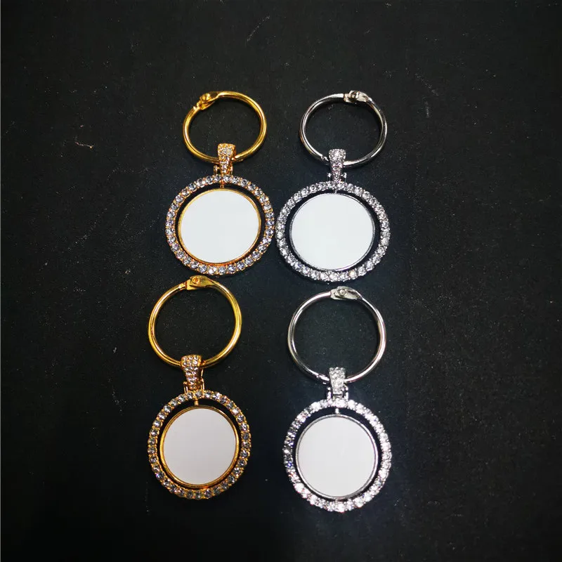 

sublimation blank round key chains key ring can rotate two sided printing 20pcs/lot