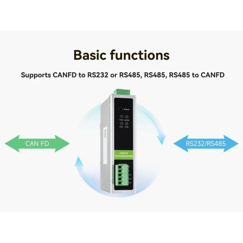Industrial Performance CAN FD To RS232/RS485 Converter-Dual Interface, Supports 5 Communication Modes