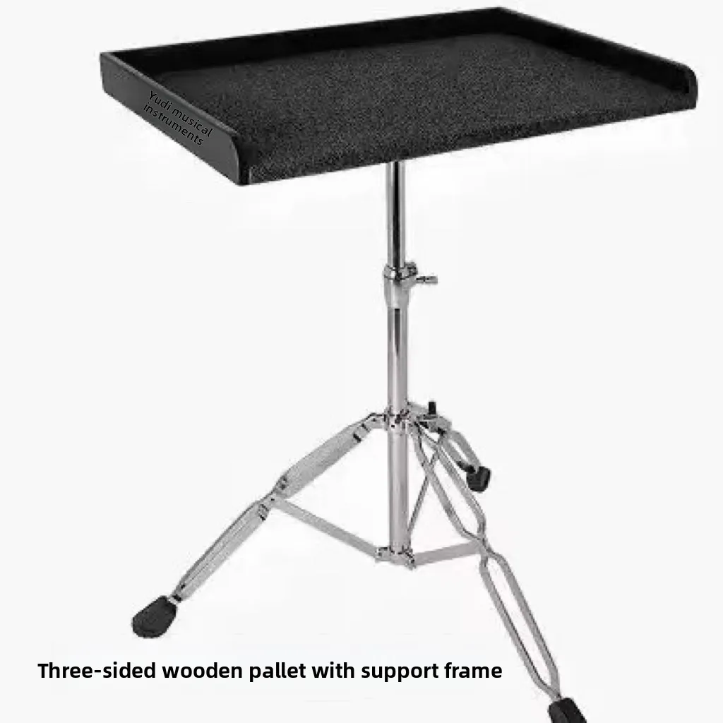 Drum kit, paddle tray, percussion wooden tray with stand, paddle table, drum sticks, keyboard table